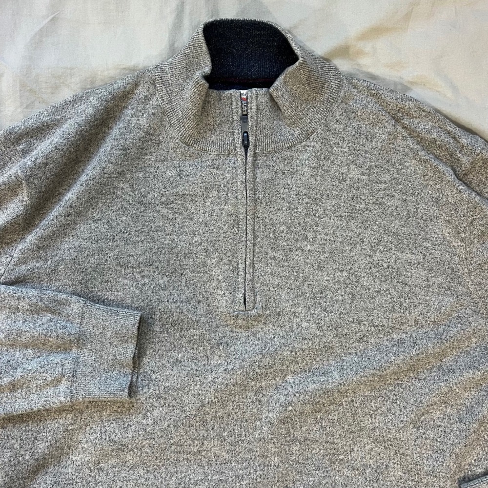 FAHERTY 1/4 Zip Sweater‎ Mens Size XXL Heathered Gray Cotton Cashmere Blend 3XL
